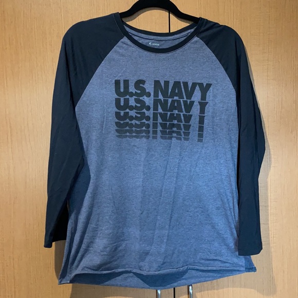 DONATED SOFFE grey/black long-sleeve t-shirt. U.S. NAVY print on front. Size XL - Picture 1 of 2